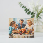 Erntedank Vintag Türkei Familienessen Postkarte (Stehend Vorderseite)