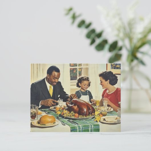 Erntedank Vintag Türkei Familienessen Postkarte (Stehend Vorderseite)