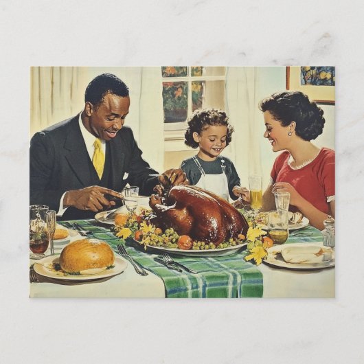 Erntedank Vintag Türkei Familienessen Postkarte (Vorderseite)