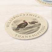 Erntedank Vintag Türkei Tagsfamilie Runder Pappuntersetzer (Angewinkelt)