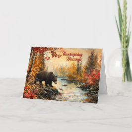 Erntedank Vintager Bär an der Bucht Herbst Feiertagskarte