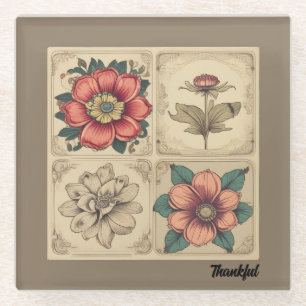 Erntedank Vintager Blume Glasuntersetzer