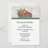 Erntedank Vintager roter Lkw Sonnenblumen Blumen Einladung (Rückseite)