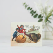 Erntedank Vintager Truthahn Pumpkin Kids Postkarte (Stehend Vorderseite)