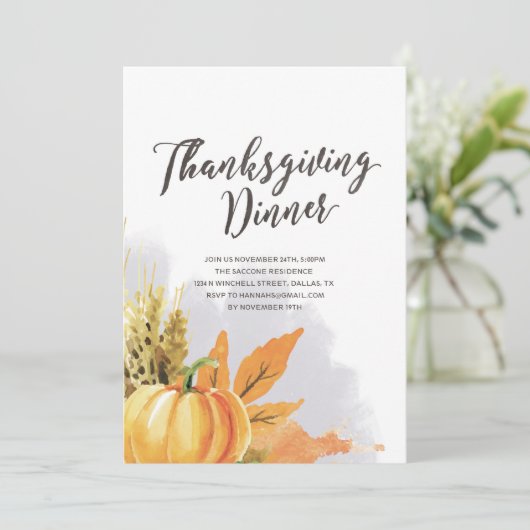 Erntedank von Aquarellen Einladung (Stehend Vorderseite)