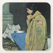 Erntedank von Flüchtlingen Rechteckiger Pappuntersetzer (Vorderseite)