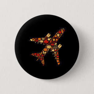 Erntedank von Herbst Pumpkin Fall Flugzeug Frauen Button