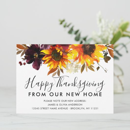 Erntedank von New Zuhause Sunflower Moving Ankündigung (Stehend Vorderseite)