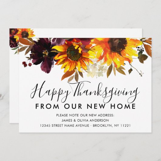 Erntedank von New Zuhause Sunflower Moving Ankündigung (Vorne/Hinten)
