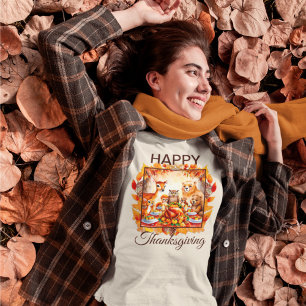 Erntedank Waldtiere Herbstblätter Tri-Blend Shirt