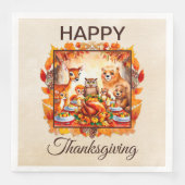 Erntedank Waldtiere Herbstleaves Serviette (Vorderseite)