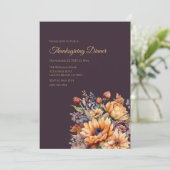 Erntedank-Wasserfarbe Blume-Lila- Einladung (Stehend Vorderseite)
