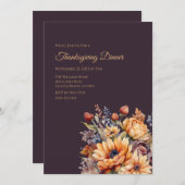 Erntedank-Wasserfarbe Blume-Lila- Einladung (Vorne/Hinten)