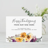 Erntedank Wasserfarben Sonnenblumen Neue Adresse Ankündigung (Stehend Vorderseite)