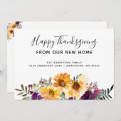 Erntedank Wasserfarben Sonnenblumen Neue Adresse Ankündigung (Vorne/Hinten)