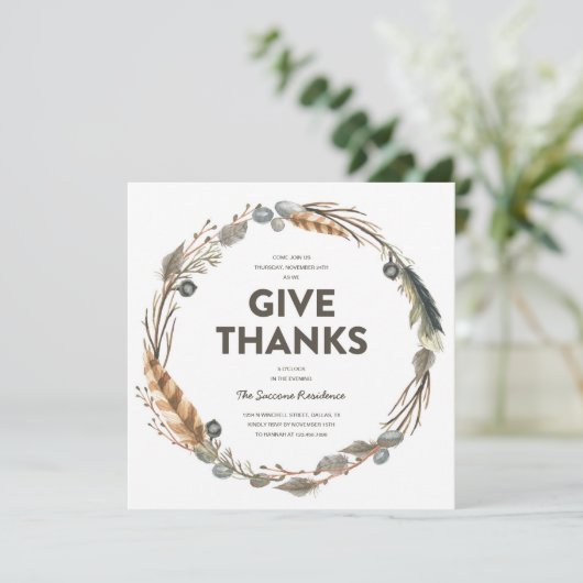 Erntedank Wasserfarbenfrohe Abendessen Einladung (Stehend Vorderseite)