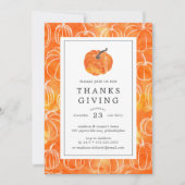 Erntedank | Wasserfarbenkürbis Einladung (Vorderseite)