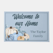 Erntedank Watercolor Blue Pumpkin Patch Fußmatte (Vorderseite)