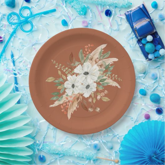 Erntedank Watercolor Fall Floral Pappteller (Party)