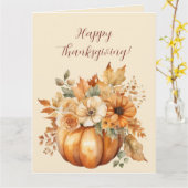 Erntedank Watercolor Pumpkin Blumendesign- Karte (Gelbe Blume)