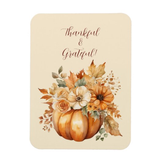 Erntedank Watercolor Pumpkin Blumendesign- Magnet (Vertikal)
