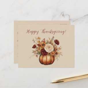Erntedank Watercolor Pumpkin Blumendesign- Postkarte
