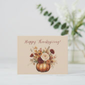 Erntedank Watercolor Pumpkin Blumendesign- Postkarte (Stehend Vorderseite)