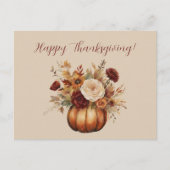 Erntedank Watercolor Pumpkin Blumendesign- Postkarte (Vorderseite)