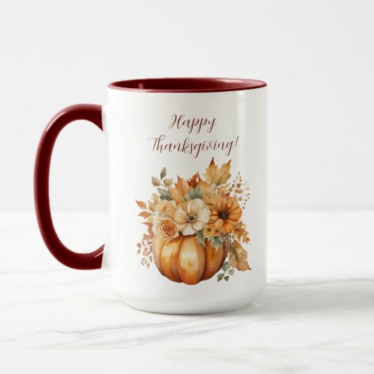 Erntedank Watercolor Pumpkin Blumendesign- Tasse (Links)