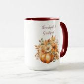 Erntedank Watercolor Pumpkin Blumendesign- Tasse (VorderseiteRechts)