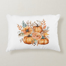 Erntedank Watercolor Pumpkin Floral Pattern Dekokissen