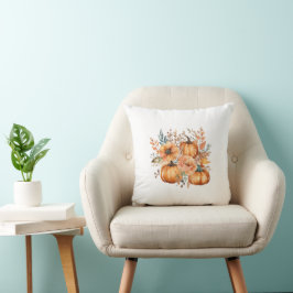 Erntedank Watercolor Pumpkin Floral Pattern Kissen