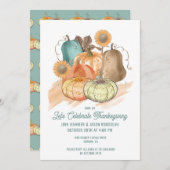 Erntedank Watercolor Pumpkins Einladung (Vorne/Hinten)