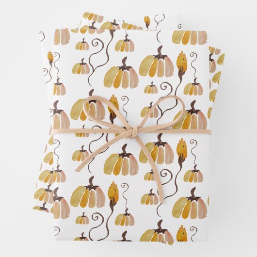 Erntedank Watercolor Pumpkins Geschenkpapier Set (Beispiel)