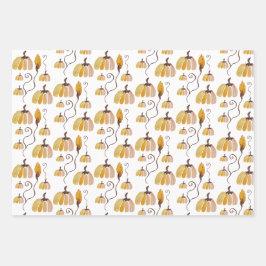 Erntedank Watercolor Pumpkins Geschenkpapier Set