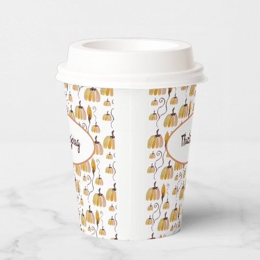 Erntedank Watercolor Pumpkins Pappbecher (Rechts)