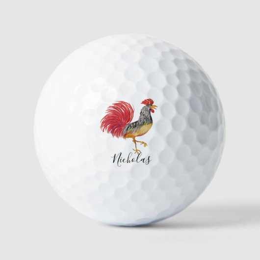 Erntedank Watercolor Rooster Personalisiert Golfball (Vorderseite)