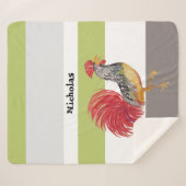 Erntedank Watercolor Rooster Personalisiert Sherpadecke (Vorderseite (Horizontal))