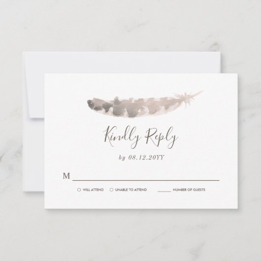 Erntedank Weekend Wedding | Turkey Feather UAWG RSVP Karte (Vorderseite)