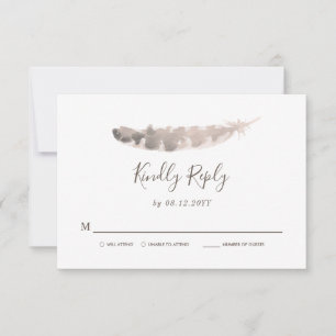 Erntedank Weekend Wedding Turkey Feather UAWG RSVP Karte
