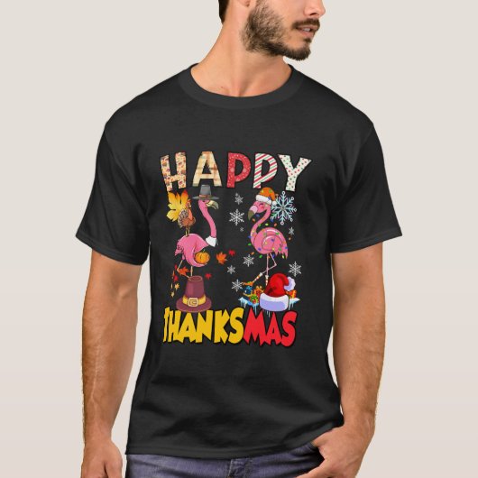 Erntedank Weihnachten Flamingo Glückwunsch Danke M T-Shirt (Vorderseite)