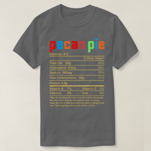 Erntedank Weihnachten Pecan Pie Ernährung Fakten T-Shirt (Design vorne)