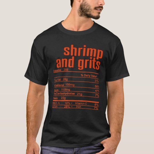 Erntedank Weihnachts Shrimp Grits Nutrition Fakt T-Shirt (Vorderseite)