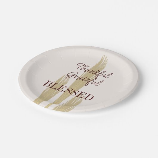 Erntedank Wheat Dankbarkeit dankbar gesegnet 7" Pappteller (Schrägansicht)