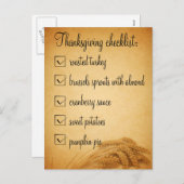 Erntedank Wheat Food Checkliste Postkarte (Vorne/Hinten)