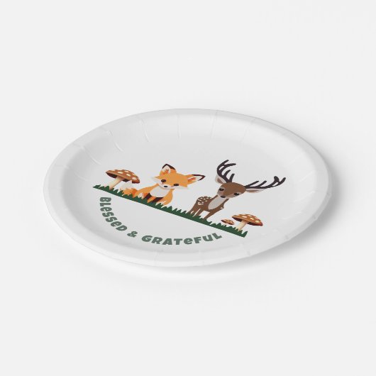 Erntedank Whimsical Woodlands Custom Message Pappteller (Schrägansicht)
