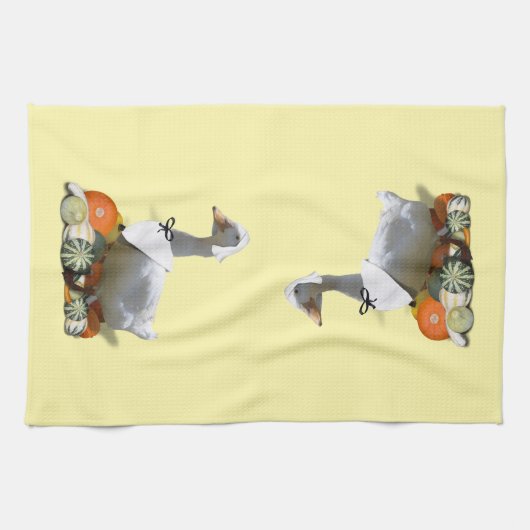 Erntedank White Duck Pilgrim Geschirrtuch (Horizontal)