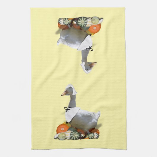 Erntedank White Duck Pilgrim Geschirrtuch (Vertikal)