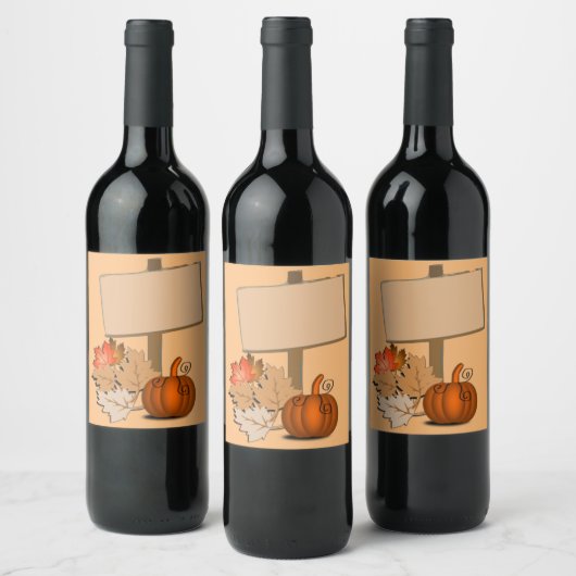 Erntedank Wood Sign Pumpkin Custom Weinetikett (Flaschen)