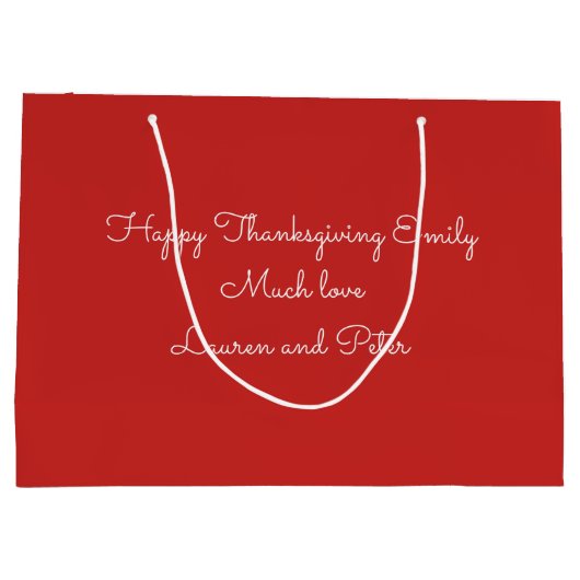 Erntedank Word Art/custom message on back Große Geschenktüte (Rückseite)